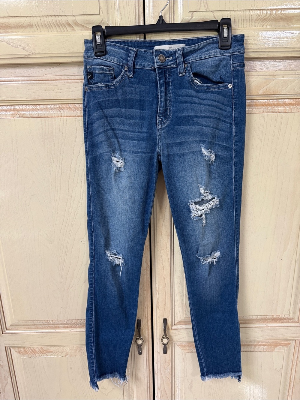 Women's Distressed Skinny Jeans - Blue
